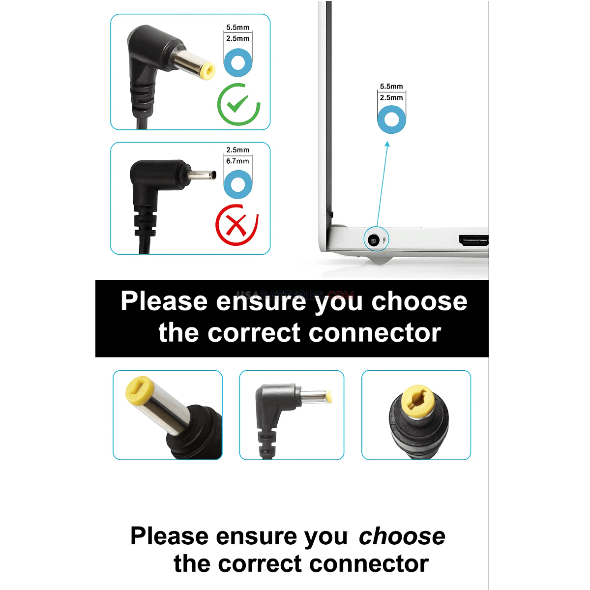 Lenovo 20V Laptop Battery Charger Adapter connector comparison